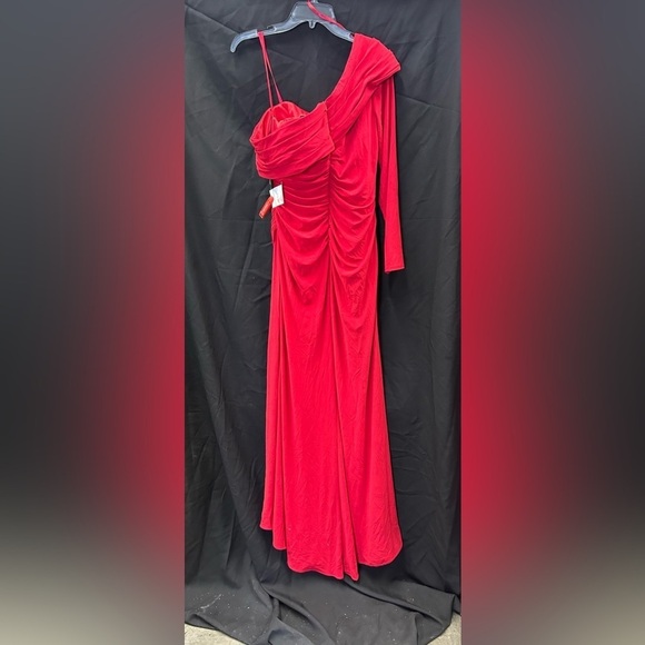 IEENA FOR MAC DUGGAL 26570 NWT Ruched Jersey Drop Shoulder Foldover Gown - Picture 5 of 7